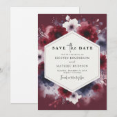 印刷可素朴能なブルゴーニュ セーブザデート (正面/裏面)