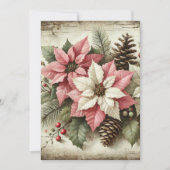 印刷可素朴能な水彩冬のポインセチア 招待状 (正面)