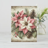 印刷可素朴能な水彩冬のポインセチア 招待状 (スタンド正面)