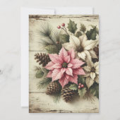 印刷可素朴能な水彩冬のポインセチア 招待状 (裏面)