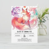 印刷可絵を描能なキツネ誕生日 招待状 (スタンド正面)