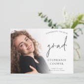 印刷可能おめでとうGrad Script 6写真卒業 案内状 (スタンド正面)