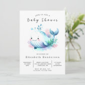 印刷可能お洒落なクジラの赤ちゃんシャワー 招待状 (スタンド正面)