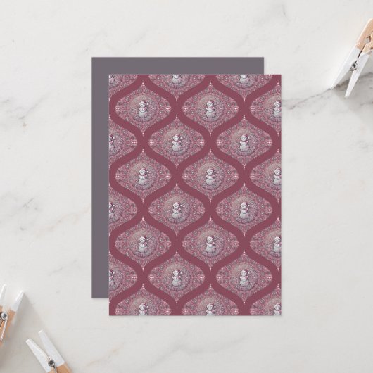 印刷可能お洒落なピンク雪だるまマンダラオギー 招待状 (正面/裏面インサイチュ)