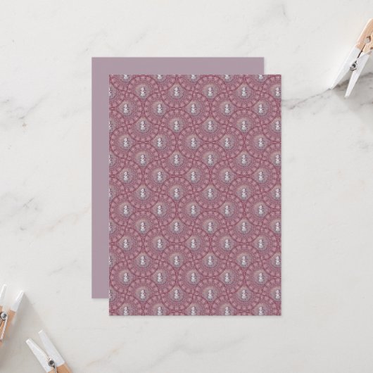 印刷可能お洒落なピンク雪だるまマンダラオージファン 招待状 (正面/裏面インサイチュ)