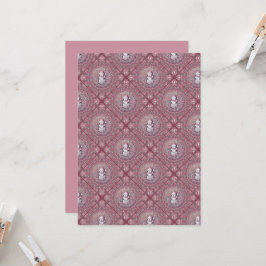 印刷可能お洒落なピンク雪だるまマンダラジオタイル 招待状