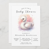 印刷可能お洒落な白鳥の赤ちゃんシャワー 招待状 (正面/裏面)