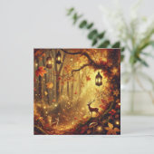 印刷可能お洒落な秋の黄金の森のスクラップブック 招待状 (スタンド正面)