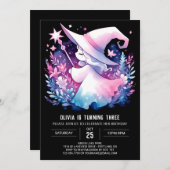 印刷可能かわいいウィザード誕生日 招待状 (正面/裏面)