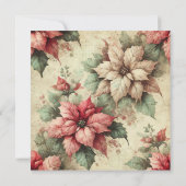 印刷可能でみすぼらしいシックなリネンポインセティアススクラップブック 招待状 (裏面)