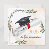 印刷可能なおめでとうグラッドカードパーソナライズされた、卒業生 シーズンカード (正面)