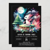 印刷可能なおもしろいドラゴン誕生日 招待状 (正面/裏面)