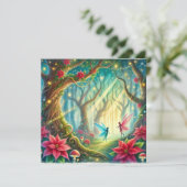 印刷可能なお洒落フォレスト&ポインセチアのスクラップブック 招待状 (スタンド正面)