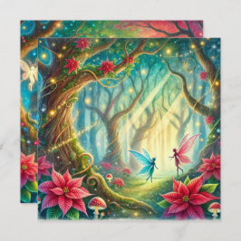 印刷可能なお洒落フォレスト&ポインセチアのスクラップブック 招待状