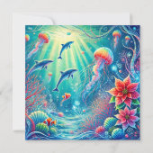 印刷可能なお洒落海ポインセチア解体書 招待状 (裏面)