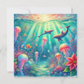 印刷可能なお洒落海ポインセチア解体書 招待状 (正面)