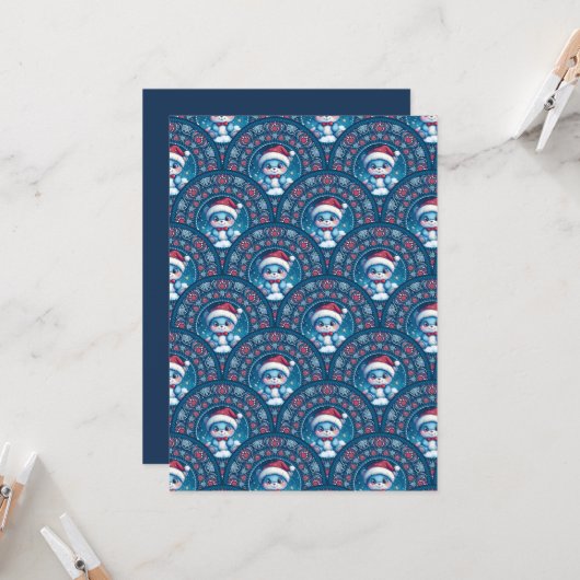 印刷可能なかわいいクリスマスベアーマンダラデコスケール 招待状 (正面/裏面インサイチュ)