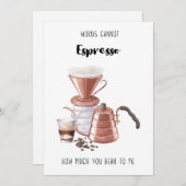 印刷可能なかわいいコーヒーエスプレッソValentinesデイカード シーズンカード (正面/裏面)