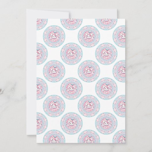 印刷可能なかわいいパステルかわいいズバニードットマンダラ 招待状 (正面)