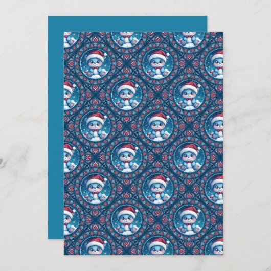 印刷可能なかわいいフェスティバルベアマンダラダイヤモンドタイル 招待状 (正面/裏面)