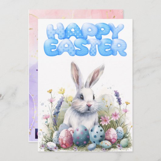 印刷可能なかわいい復活祭あいさつ5x7 シーズンカード (正面/裏面)