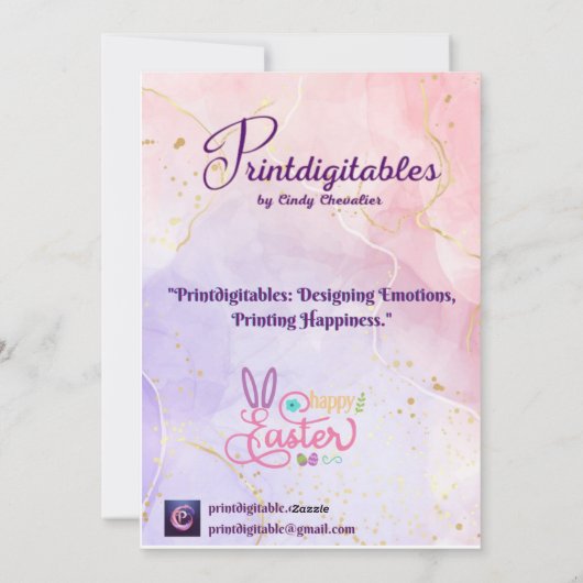 印刷可能なかわいい復活祭あいさつ5x7 シーズンカード (裏面)