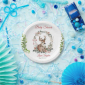 印刷可能なかわいい森ベビー鹿シャワー ペーパープレート (パーティー)