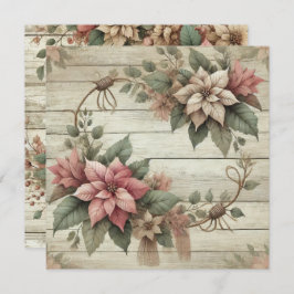 印刷可能なみすぼらしいシックなポインセチアのガーランドスクラップブック 招待状