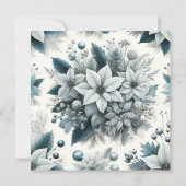 印刷可能なアイスブルーとホワイトポインセチアのスクラップブック 招待状 (裏面)