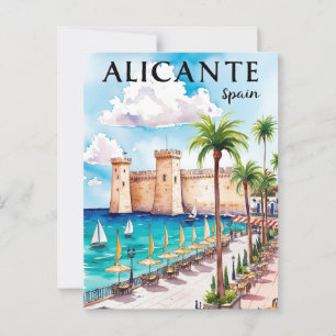 印刷可能なアリカンテスペイン旅行はがきアート ポストカード