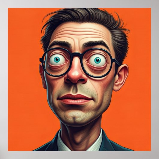 印刷可能なイラストレーションおもしろいビジネスマン ポスター (正面)