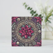 印刷可能なウィッチーポインセチア曼荼羅スクラップブック 招待状 (スタンド正面)