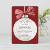 印刷可能なオーナメントホリデーメニュー 招待状 (スタンド正面)