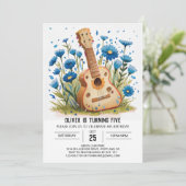 印刷可能なキッズギターボーイ誕生日 招待状 (スタンド正面)