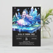 印刷可能なキッズプリンセス誕生日 招待状 (スタンド正面)