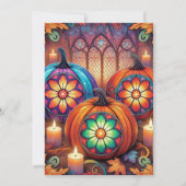 印刷可能なクリスチャンのステンドグラスのハロウィーン 招待状 (正面)