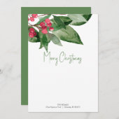 印刷可能なクリスマスステーショナリーホリディボタニカル シーズンカード (正面/裏面)