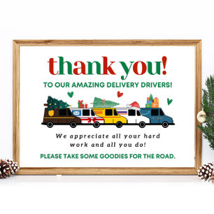 印刷可能なクリスマス配信ドライバありがとうサイン ポスター