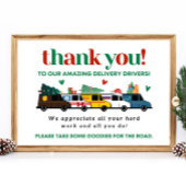 印刷可能なクリスマス配信ドライバありがとうサイン ポスター