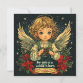 印刷可能なクリスマス・キリスト・チャイルド・バイブル・バース紙 招待状 (正面)