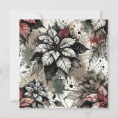 印刷可能なグレンジポインセチアのスケッチのスクラップブック 招待状 (裏面)