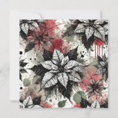 印刷可能なグレンジポインセチアのスケッチのスクラップブック 招待状 (正面)