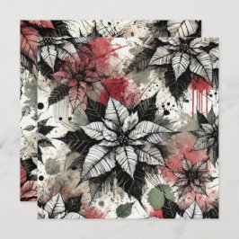 印刷可能なグレンジポインセチアのスケッチのスクラップブック 招待状