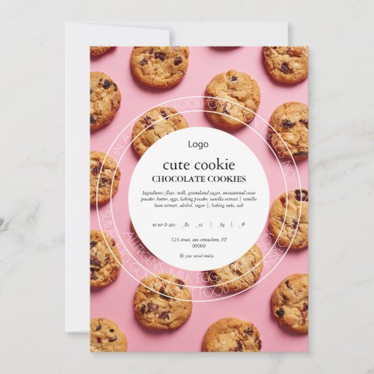 印刷可能なコテージ食品ラベルテンプレート 招待状 (正面)