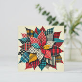 印刷可能なコラージュポップ・アートのアートポインセチア・スクラップブック 招待状 (スタンド正面)