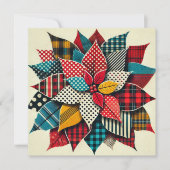 印刷可能なコラージュポップ・アートのアートポインセチア・スクラップブック 招待状 (正面)