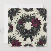 印刷可能なゴシック様式ポインセチアリーススクラップブック 招待状 (裏面)