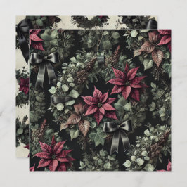 印刷可能なゴシック様式ポインセチアリーススクラップブック 招待状