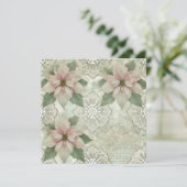 印刷可能なシャビーシックポインセチア&レーススクラップブック 招待状 (スタンド正面)