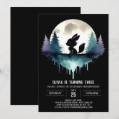 印刷可能なスウィートウルフ誕生日 招待状 (正面/裏面)